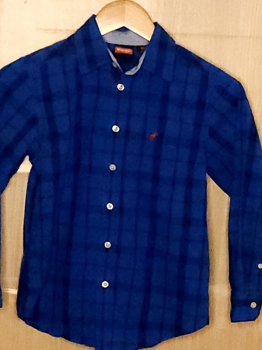 Blue Checked Men's Button-Down Shirt 8